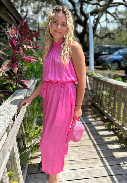 Tenley halter pink dress by Lucy Paris