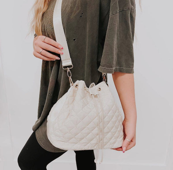 Quilted crossbody bags, cream or olive