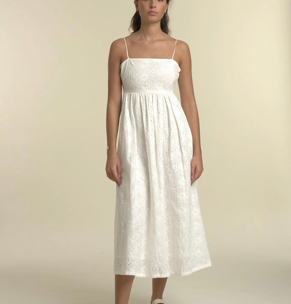 Frnch Kana woven embroidered white long dress