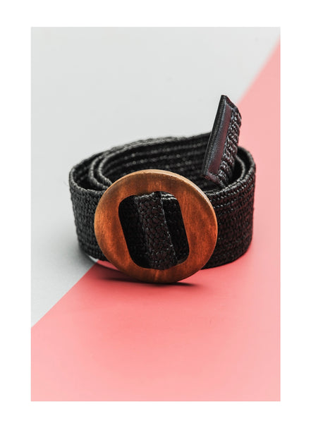 black rattan stretch belt