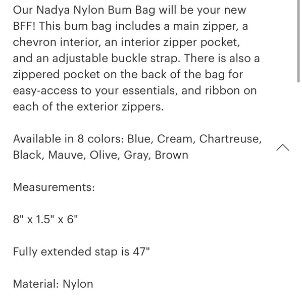 Nadya Nylon bum bags, multiple colors