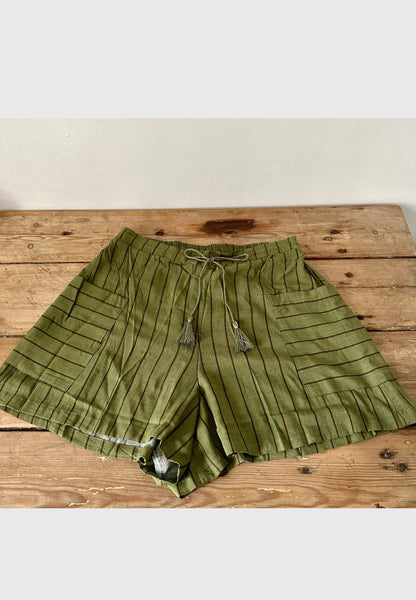 Green Stripe shorts with pockets