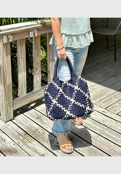 HandWoven neoprene tote Bags with strap