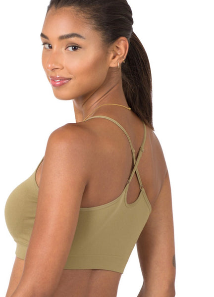 Seamless bralettes with cross back and adjustable straps