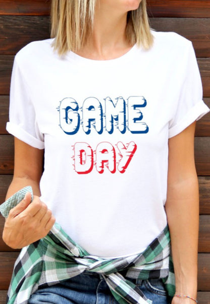 girl wearing game day t shirt