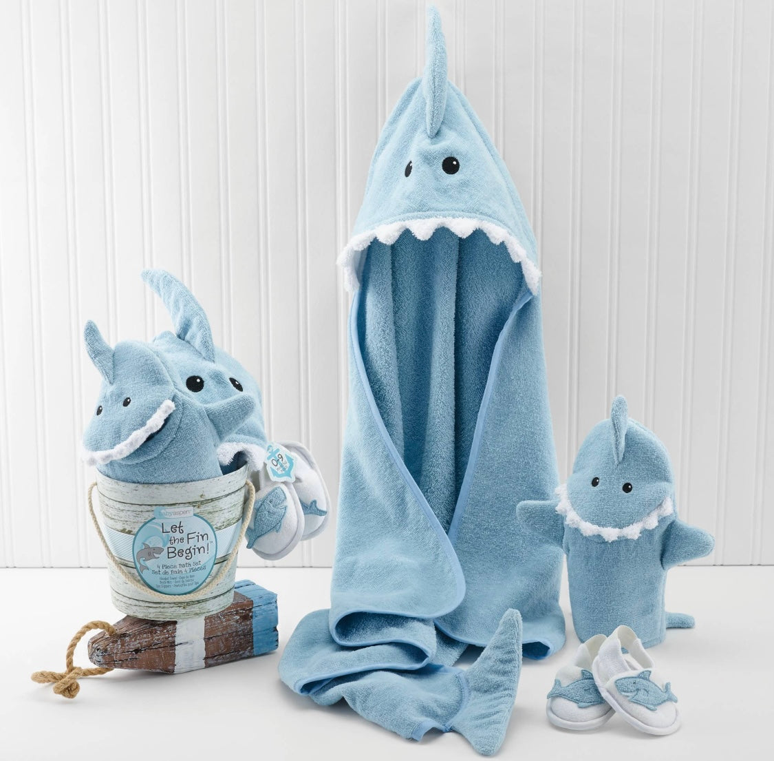 Let the Fin Begin 4-piece bath gift set blue  Baby Aspen BABBA0002