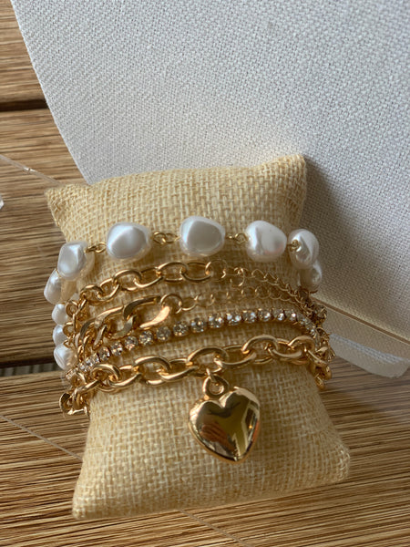 Golden pearl bracelets, different styles