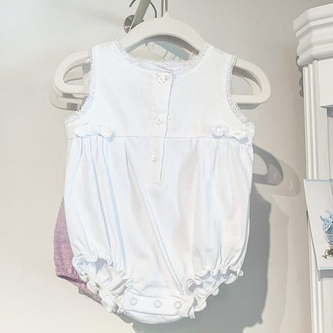 Baby white bodysuit size 3-6m with trims and bow details